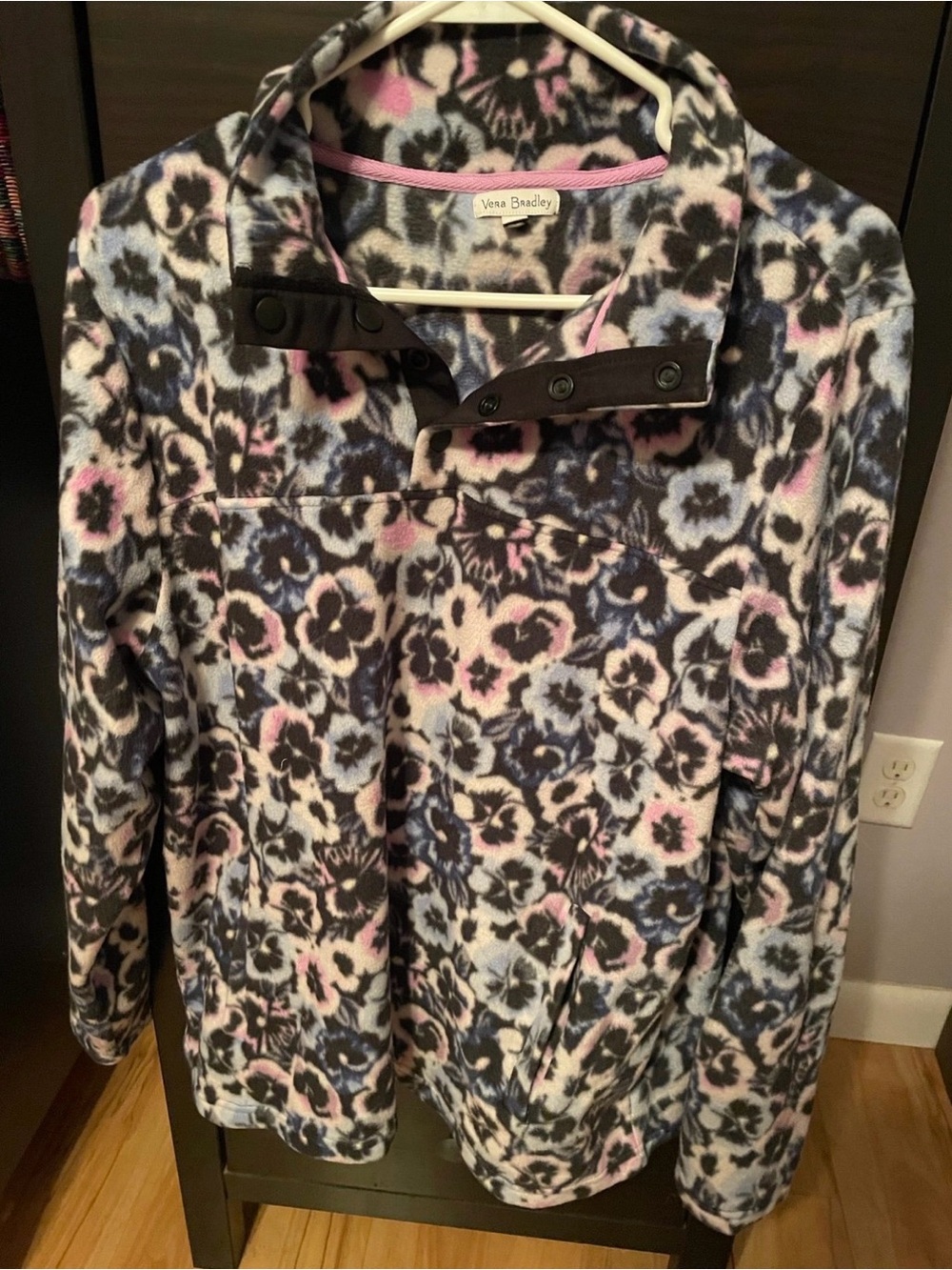 Vera Bradley Floral Fleece Jacket in Black, Pink, Blue, Cream